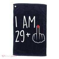 I Am 29 Plus 1 Middle Finger For A 30th Birthday For Wo Golf Towel thumb 0