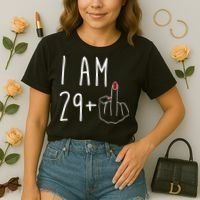I Am 29 Plus Middle Finger Funny 30th Birthday Comfort Colors Boxy T-Shirt thumb 2