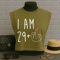 I Am 29 Plus Middle Finger Funny 30th Birthday Garment-Dyed Women's Muscle Tee thumb 3