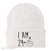 I Am 29 Plus Middle Finger Funny 30th Birthday Beanie thumb 0