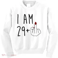 I Am 29 Plus Middle Finger Funny 30th Birthday Kids Sweatshirt thumb 0