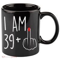 I Am 39 Plus 1 Middle Finger For A 40th Birthday 11oz C Handle Ceramic Mug thumb 0