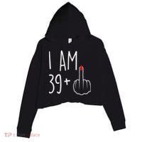 I Am 39 Plus 1 Middle Finger For A 40th Birthday Crop Fleece Hoodie thumb 0
