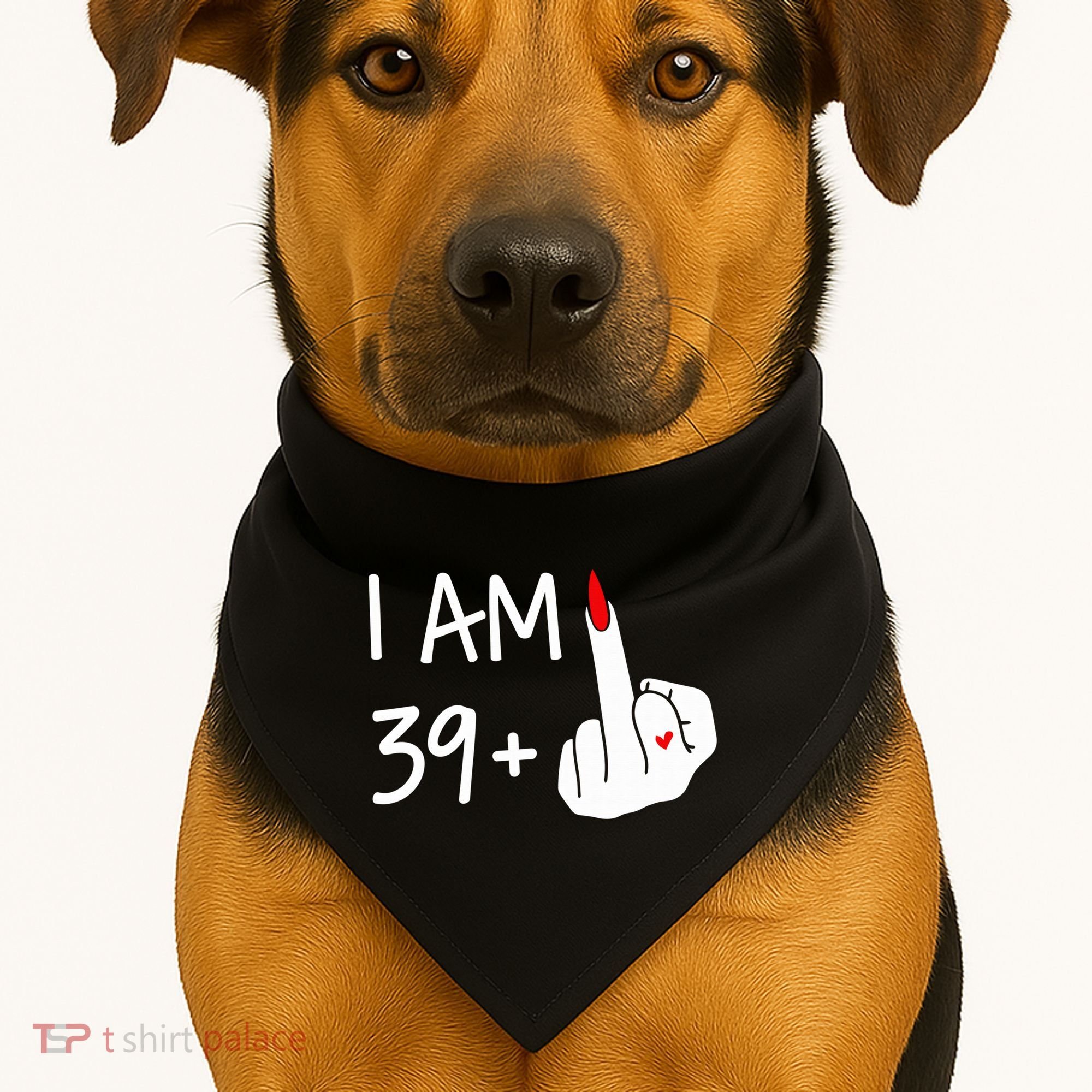 I Am 39 Plus 1 Middle Finger 40th Birthday Wo Mothers Day USA-Made Doggie Bandana