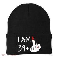 I Am 39 Plus 1 Middle Finger 40th Birthday Wo Mothers Day Beanie thumb 0