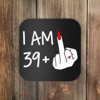 I Am 39 Plus 1 Middle Finger 40th Birthday Wo Mothers Day Coaster thumb 0