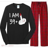 I Am 39 Plus 1 Middle Finger 40th Birthday Wo Mothers Day Long Sleeve Pajama Set thumb 0