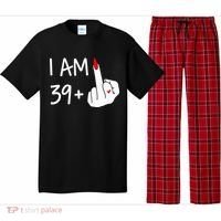 I Am 39 Plus 1 Middle Finger 40th Birthday Wo Mothers Day Pajama Set thumb 0