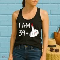 I Am 39 Plus 1 Middle Finger 40th Birthday Wo Mothers Day Women's Tank Top thumb 2