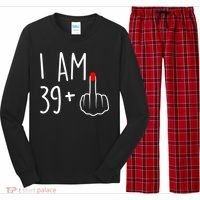 I Am 39 Plus 1 Middle Finger For A 40th Birthday For Women Long Sleeve Pajama Set thumb 0