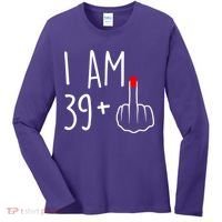 I Am 39 Plus 1 Middle Finger For A 40th Birthday For Women Women's Long Sleeve Shirt thumb 0