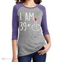 I Am 39 Plus 1 Middle Finger For A 40th Birthday For Women Women's Tri-Blend 3/4-Sleeve Raglan Shirt thumb 2