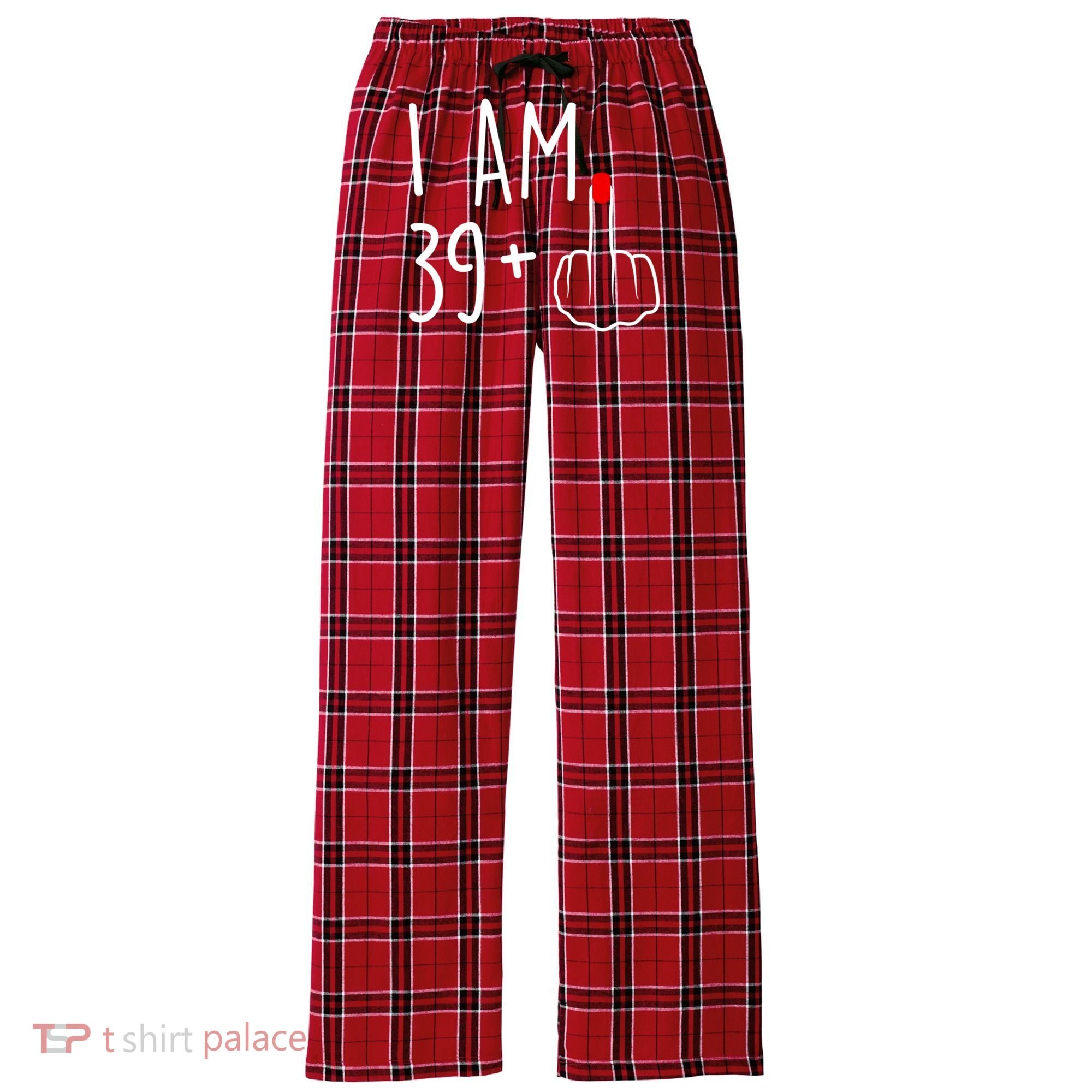 I Am 39 Plus 1 Middle Finger For A 40th Birthday For Women Women's Flannel Plaid Pajama Pants