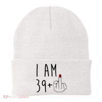 I Am 39 Plus Middle Finger Funny 40th Birthday Beanie thumb 0
