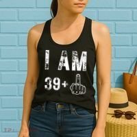 I Am 39 Plus Middle Finger 40th Birthday Gift Women's Tank Top thumb 2