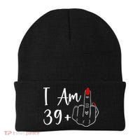 I Am 39 Plus 1 Middle Finger For A 40th Birthday Beanie thumb 0