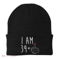 I Am 39 Plus 1 Middle Finger For A 40th Birthday For Wo Beanie thumb 0