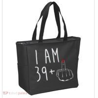 I Am 39 Plus 1 Middle Finger For A 40th Birthday For Wo Tote Bag thumb 2
