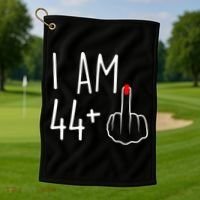 I Am 44 Plus 1 Middle Finger For A 45th Birthday Golf Towel thumb 1