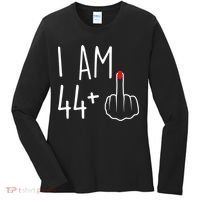 I Am 44 Plus 1 Middle Finger For A 45th Birthday Women's Long Sleeve Shirt thumb 0
