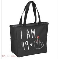 I Am 49 Plus Middle Finger Funny 50th Birthday Tote Bag thumb 2