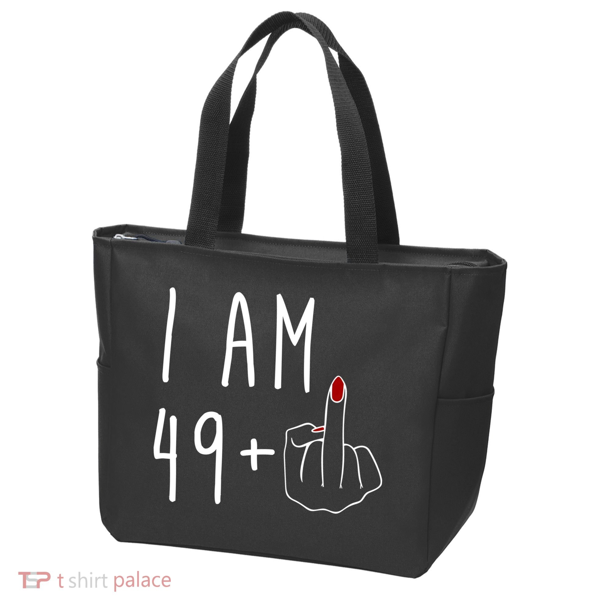 I Am 49 Plus Middle Finger Funny 50th Birthday Tote Bag