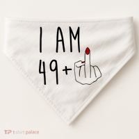 I Am 49 Plus Middle Finger Funny 50th Birthday USA-Made Doggie Bandana thumb 0