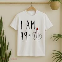 I Am 49 Plus Middle Finger Funny 50th Birthday T-Shirt thumb 2