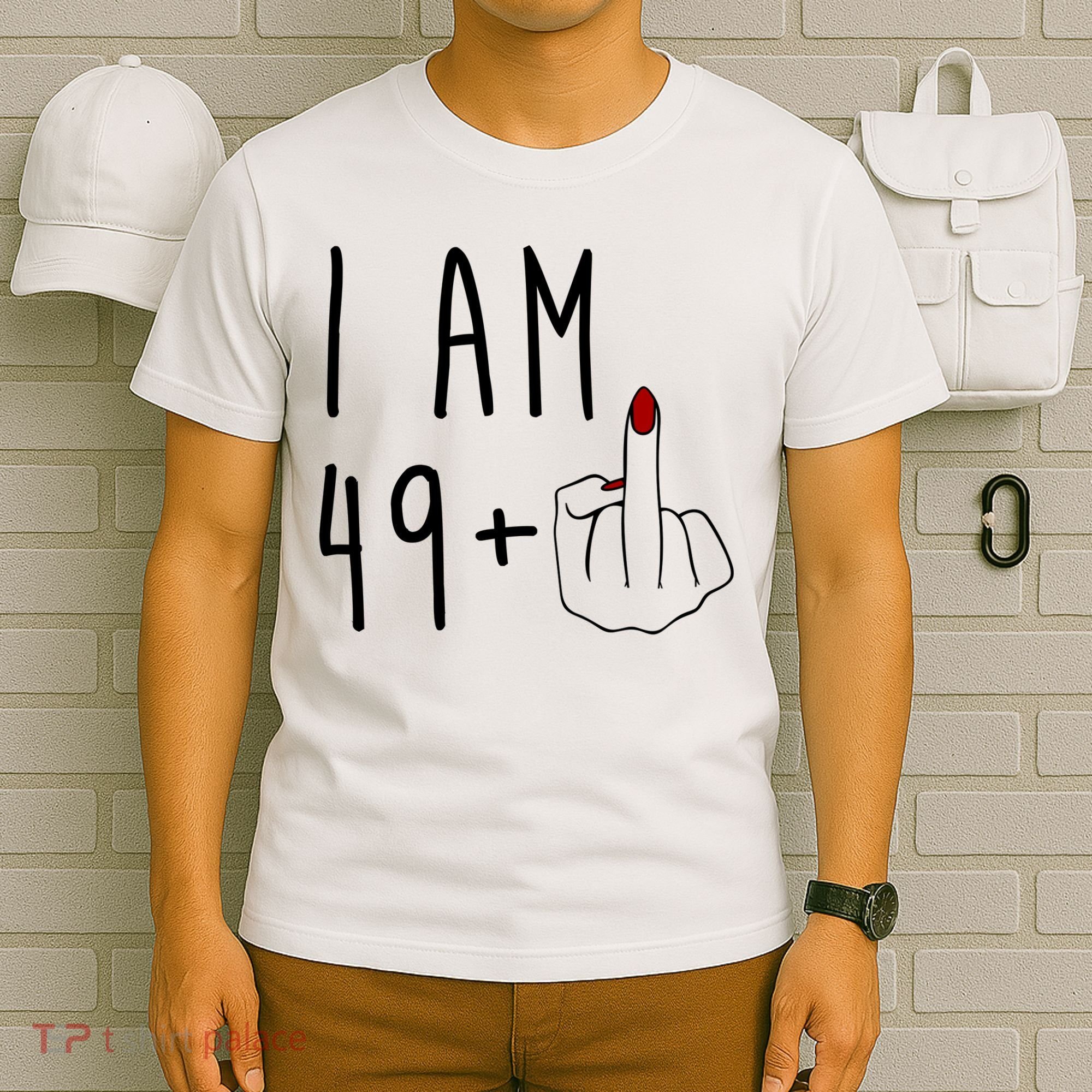 I Am 49 Plus Middle Finger Funny 50th Birthday T-Shirt
