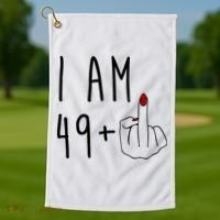 I Am 49 Plus Middle Finger Funny 50th Birthday Golf Towel thumb 1