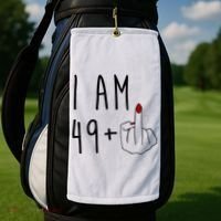 I Am 49 Plus Middle Finger Funny 50th Birthday Golf Towel thumb 2