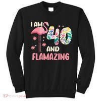 I Am 40 And Flamazing Bithday Flamingo 40th Bday Celebration Sweatshirt thumb 0