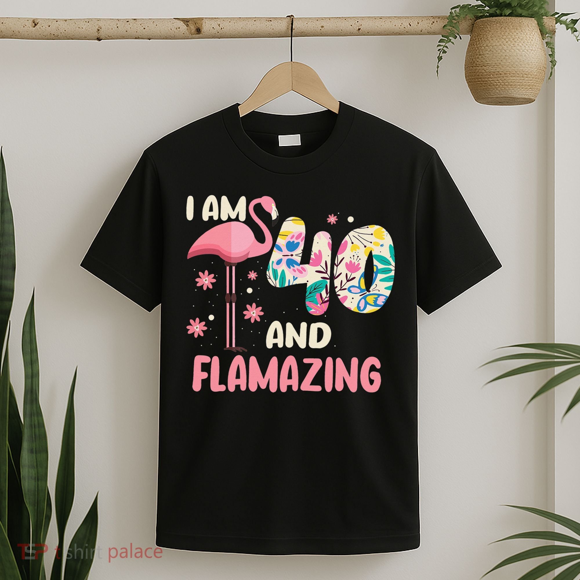 I Am 40 And Flamazing Bithday Flamingo 40th Bday Celebration T-Shirt