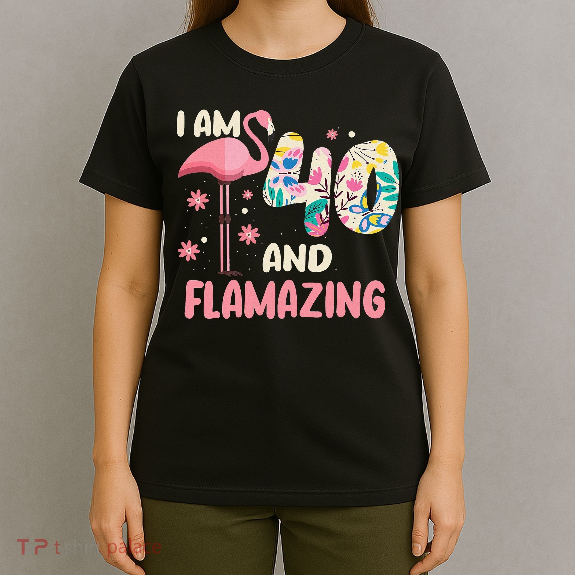 I Am 40 And Flamazing Bithday Flamingo 40th Bday Celebration T-Shirt