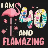 I Am 40 And Flamazing Bithday Flamingo 40th Bday Celebration Women's Tank Top thumb 5