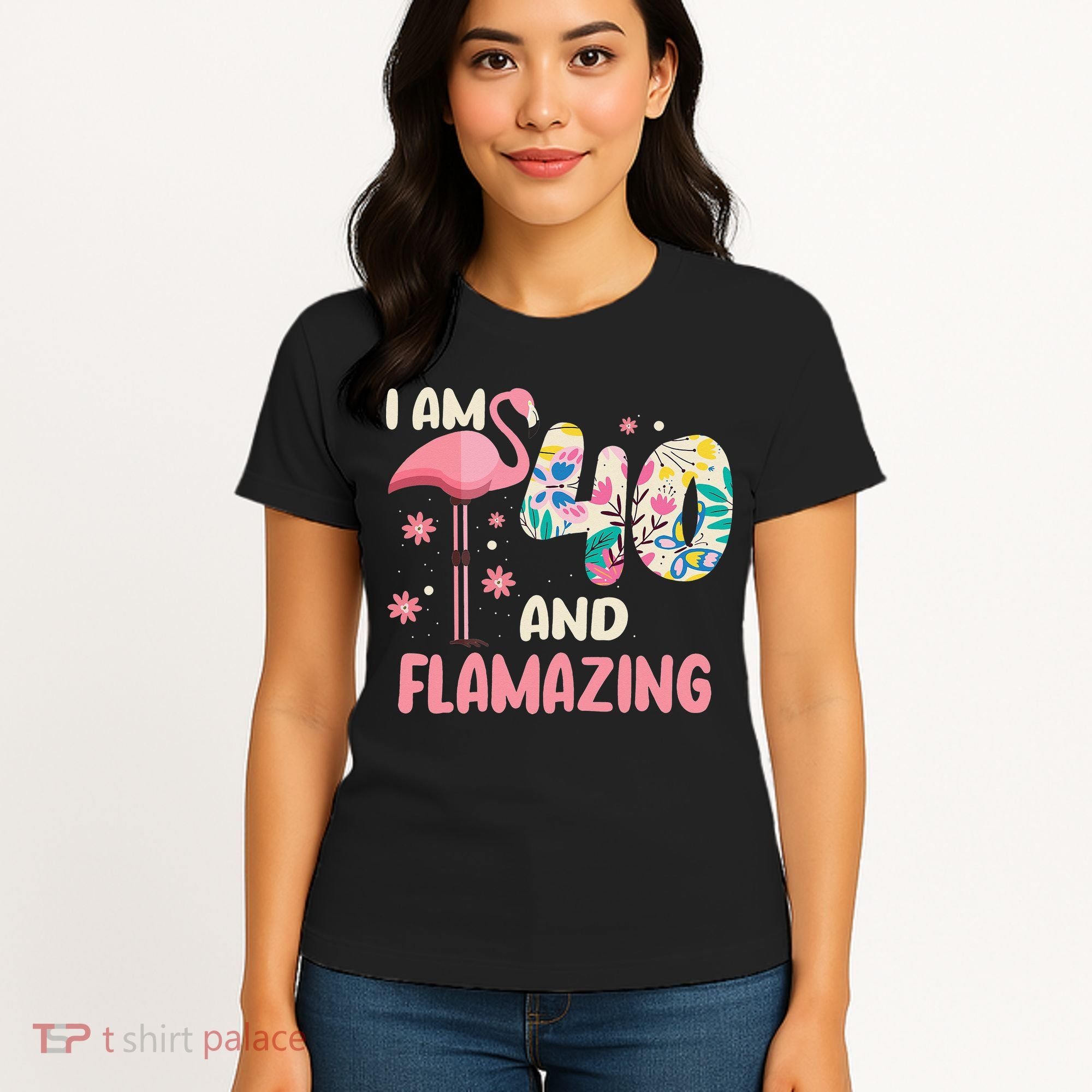 I Am 40 And Flamazing Bithday Flamingo 40th Bday Celebration Women's T-Shirt