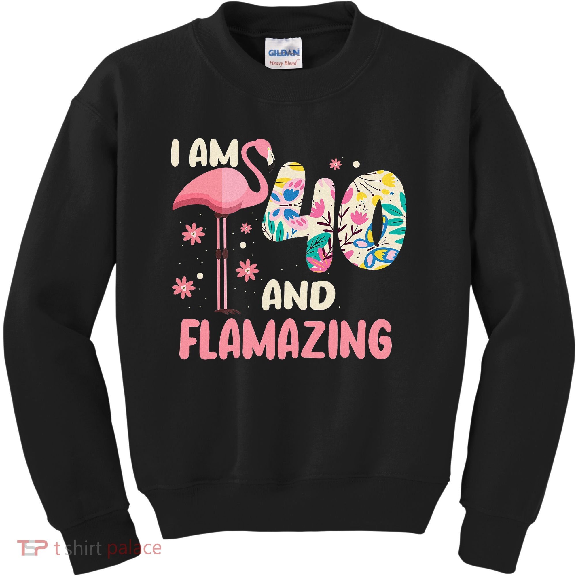 I Am 40 And Flamazing Bithday Flamingo 40th Bday Celebration Kids Sweatshirt