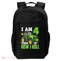 I Am 4 This is How I Roll Four Year Old Tractor 4th Birthday Backpack thumb 0