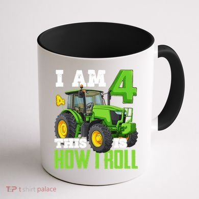 I Am 4 This is How I Roll Four Year Old Tractor 4th Birthday Coffee Mug back
