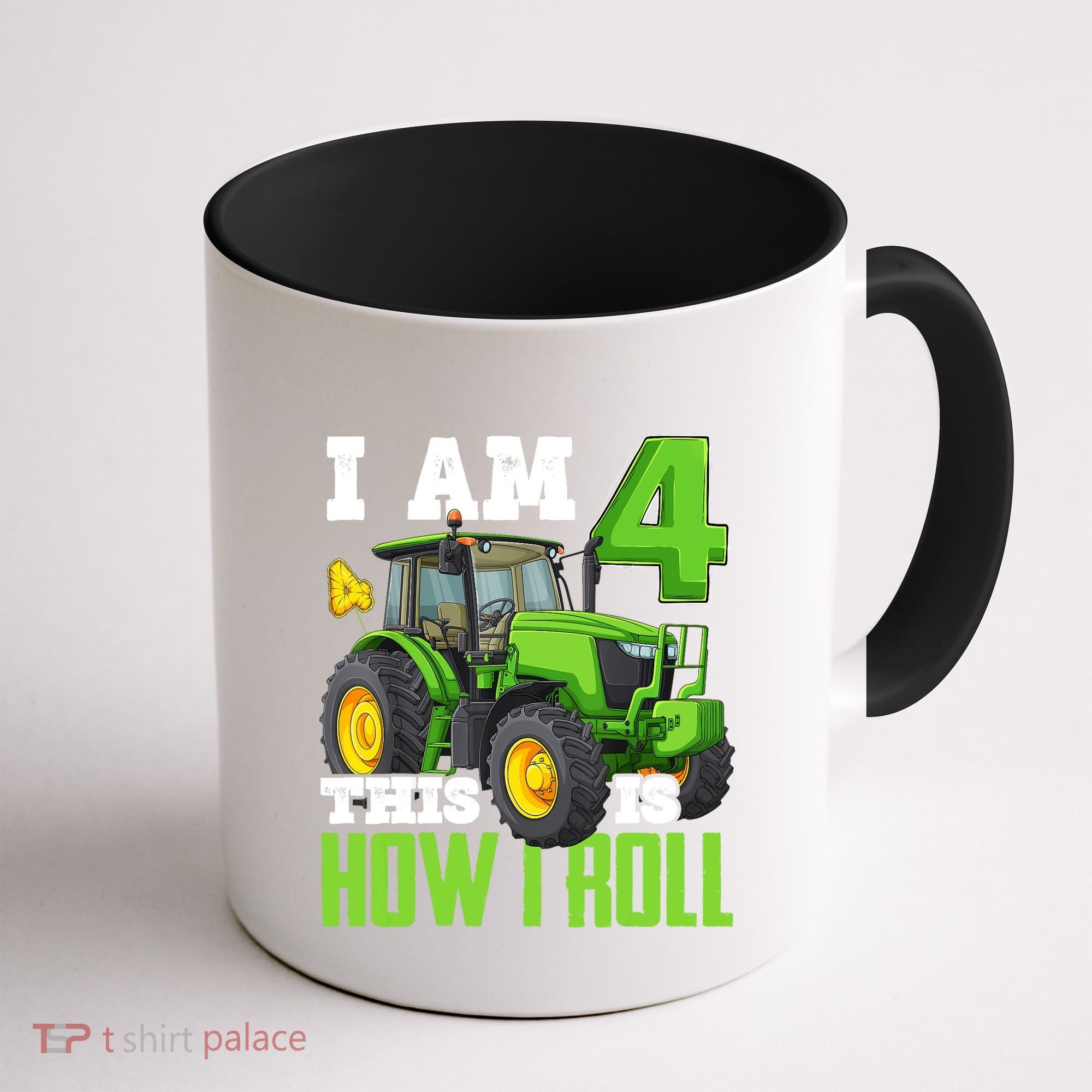I Am 4 This is How I Roll Four Year Old Tractor 4th Birthday Coffee Mug