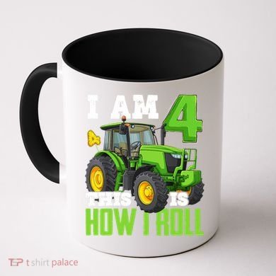 I Am 4 This is How I Roll Four Year Old Tractor 4th Birthday Coffee Mug