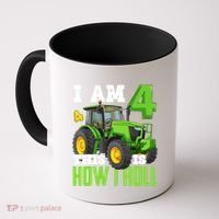 I Am 4 This is How I Roll Four Year Old Tractor 4th Birthday Coffee Mug thumb 0