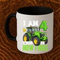 I Am 4 This is How I Roll Four Year Old Tractor 4th Birthday Coffee Mug thumb 2