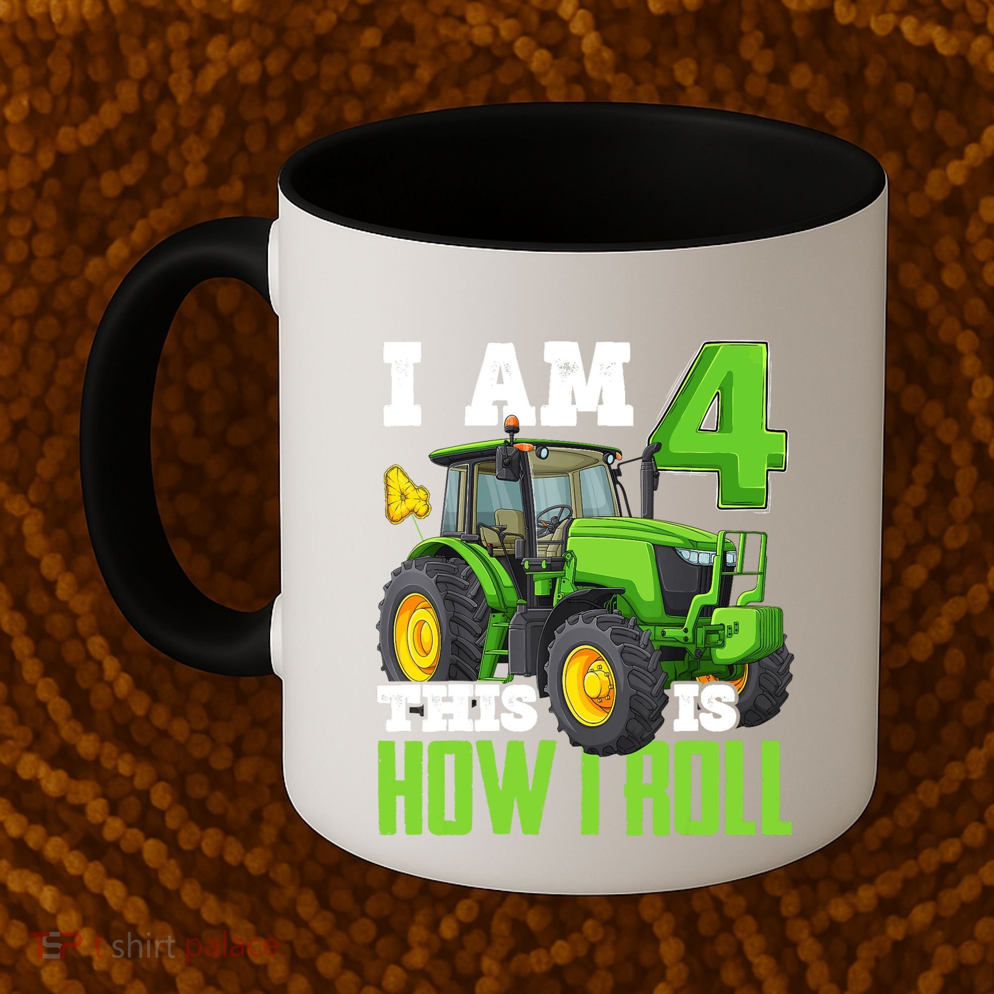 I Am 4 This is How I Roll Four Year Old Tractor 4th Birthday Coffee Mug