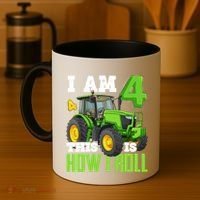I Am 4 This is How I Roll Four Year Old Tractor 4th Birthday Coffee Mug thumb 4