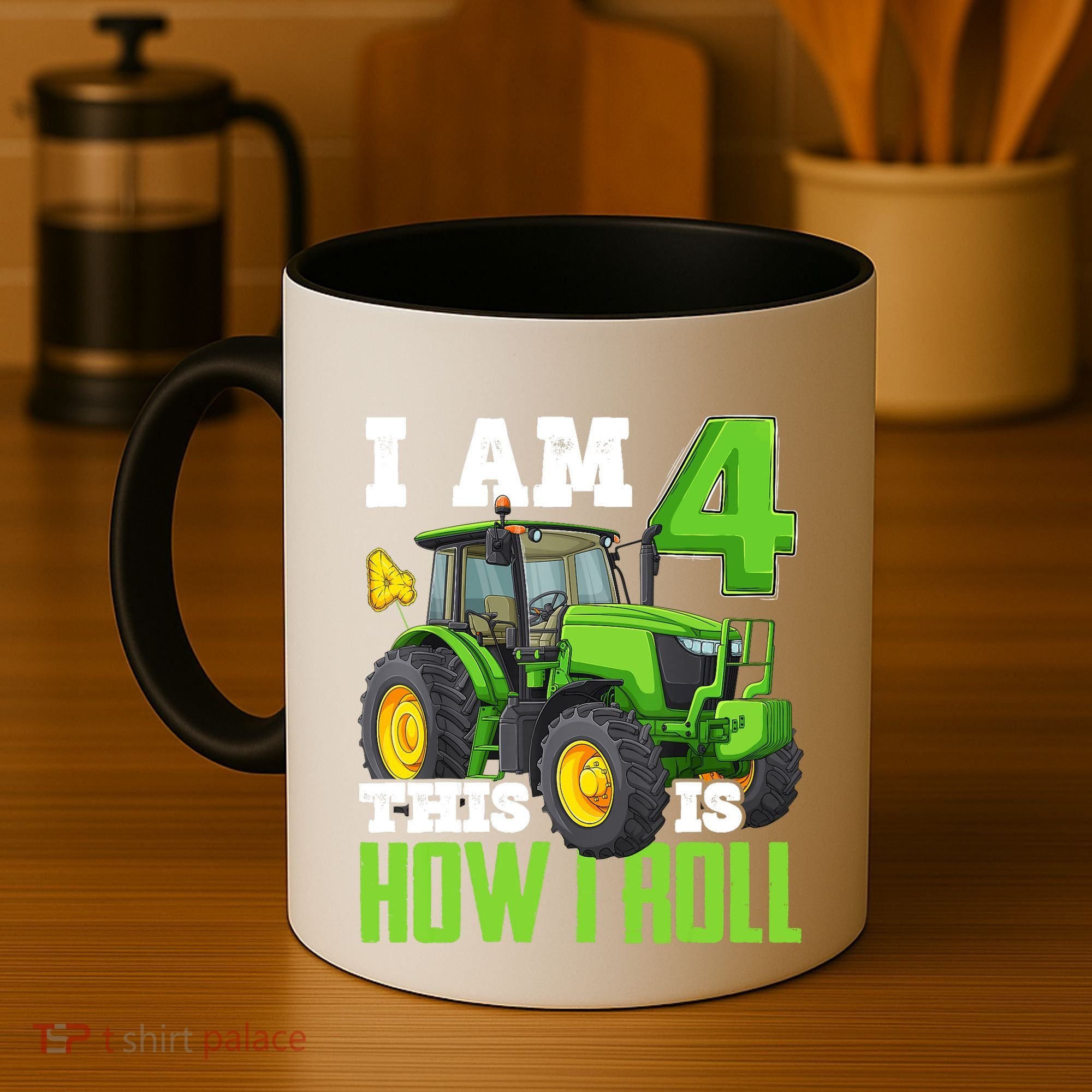 I Am 4 This is How I Roll Four Year Old Tractor 4th Birthday Coffee Mug