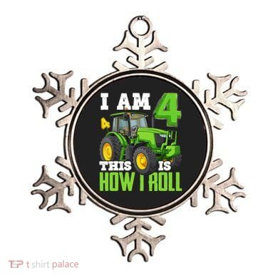I Am 4 This is How I Roll Four Year Old Tractor 4th Birthday Ornament