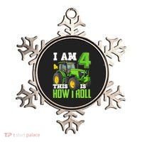I Am 4 This is How I Roll Four Year Old Tractor 4th Birthday Ornament thumb 0
