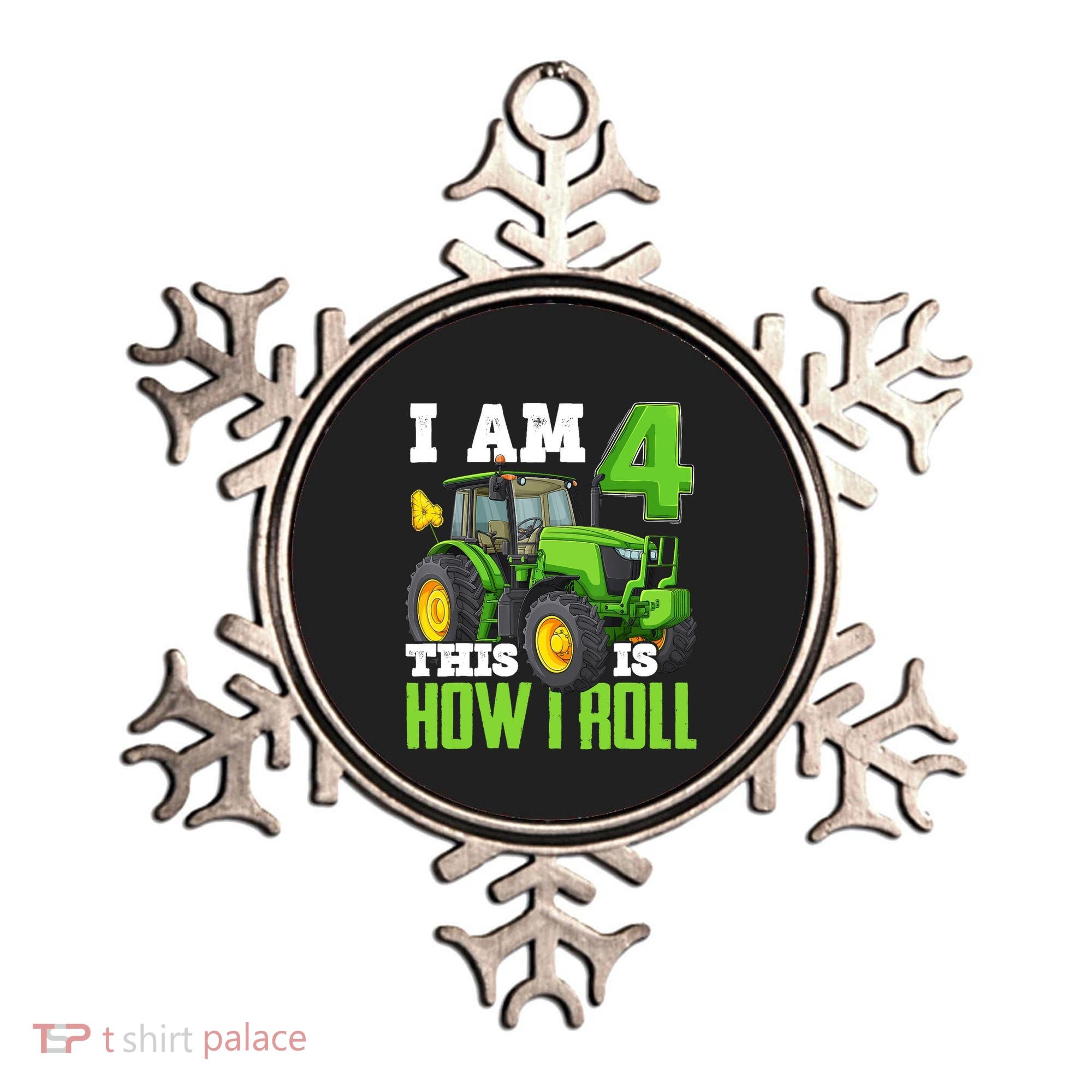 I Am 4 This is How I Roll Four Year Old Tractor 4th Birthday Ornament