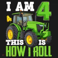 I Am 4 This is How I Roll Four Year Old Tractor 4th Birthday Ornament thumb 1